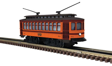 Trolley 3-Rail - Conventional AC - Industrial Rail -- Chicago & Milwaukee Electric Railway Company #354 (orange, maroon, black)