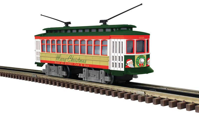 Trolley 3-Rail - Conventional AC - Industrial Rail -- Christmas #1225 (red, white, gold, green)