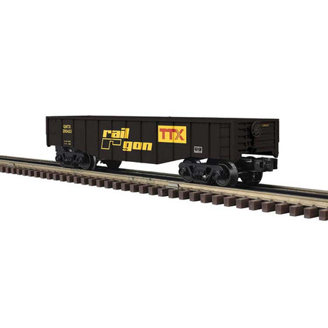 Steel Gondola - 3-Rail - Ready to Run - Industrial Rail(TM) -- RailGon TTX (black, yellow, red)