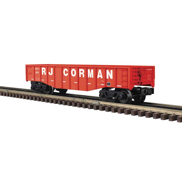 Steel Gondola - 3-Rail - Ready to Run - Industrial Rail(TM) -- RJ Corman (red, white)