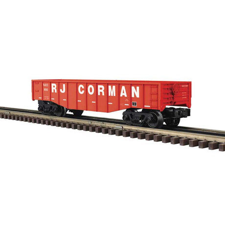 Steel Gondola - 3-Rail - Ready to Run - Industrial Rail(TM) -- RJ Corman (red, white)