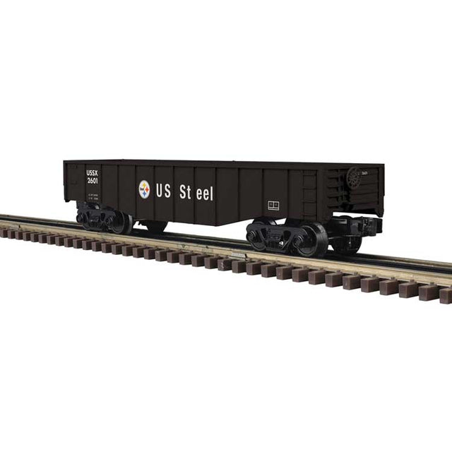 Steel Gondola - 3-Rail - Ready to Run - Industrial Rail(TM) -- US Steel (black, white)