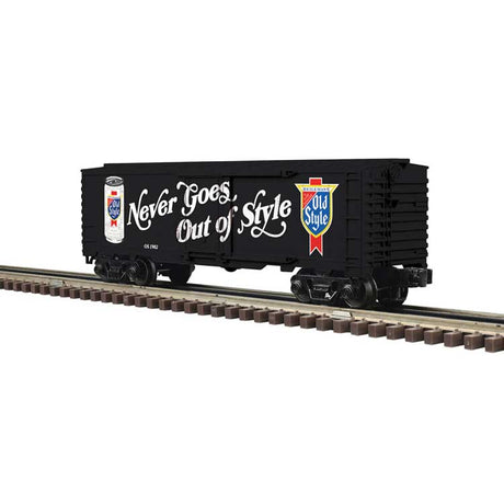 Plug-Door Boxcar - 3-Rail - Ready to Run - Industrial Rail(TM) -- Old Style (black, white, red, blue)