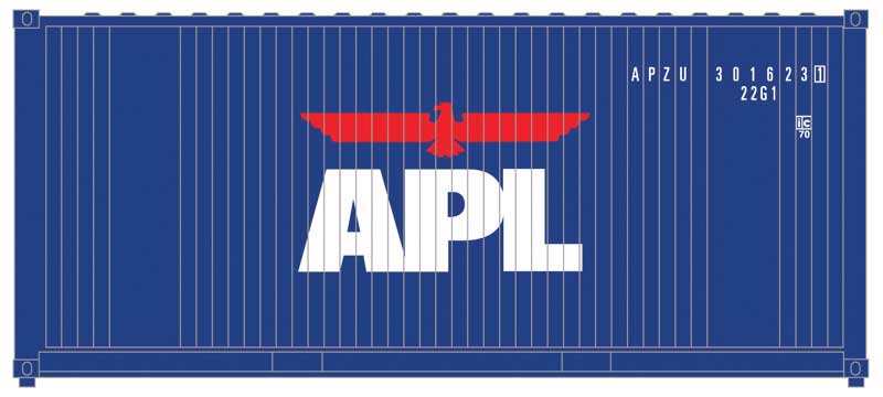 20' Corrugated Container 2-Pack - Assembled -- American President Lines (blue, white, red)