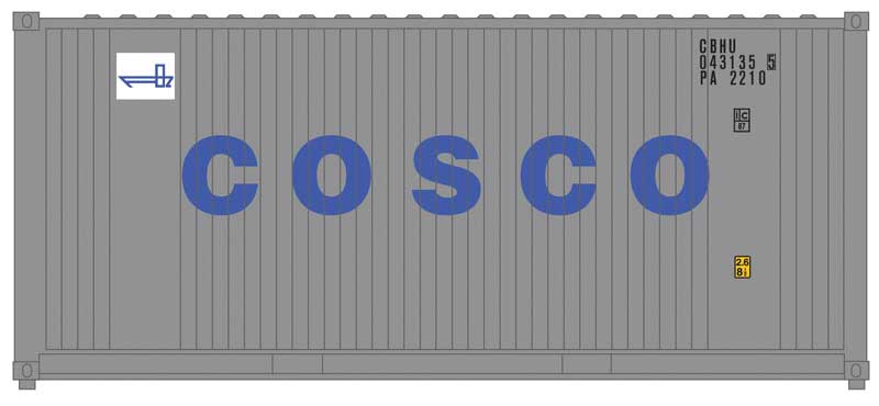20' Corrugated Container 2-Pack - Assembled -- China Ocean Shipping Co. (COSCO) (gray, blue)