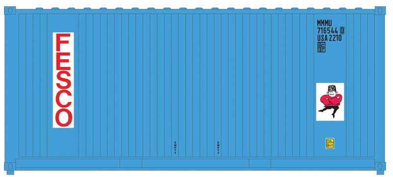 20' Corrugated Container 2-Pack - Assembled -- FESCO (blue, white, red)