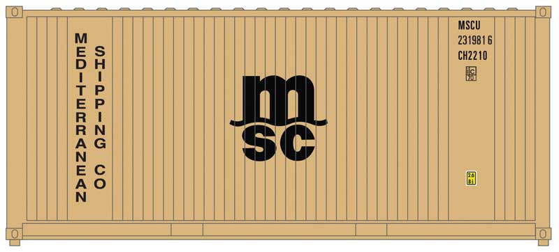 20' Corrugated Container 2-Pack - Assembled -- Mediterranean Shipping Co. (beige, black)