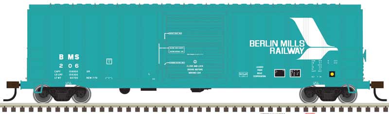 ACF(R) 50'6" Boxcar - 2-Rail - Ready to Run - Trainman(R) -- Berlin Mills Railway (teal, white)