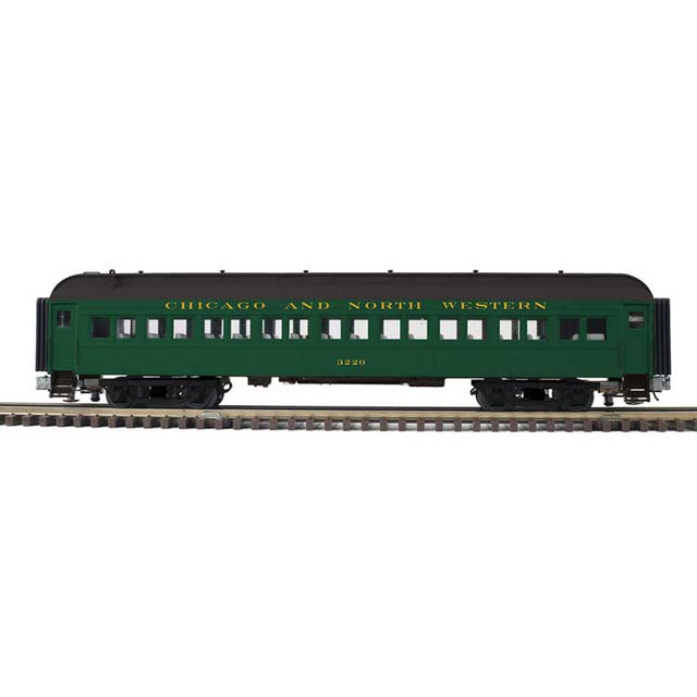 60' Heavyweight Coach - 3-Rail - Ready to Run - Trainman(R) -- Chicago & North Western (Pullman Green, black)