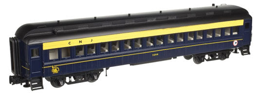 60' Heavyweight Coach - 2-Rail - Ready to Run - Trainman(R) -- Central Railroad of New Jersey/New Jersey Department of Trans. (blue, yellow
