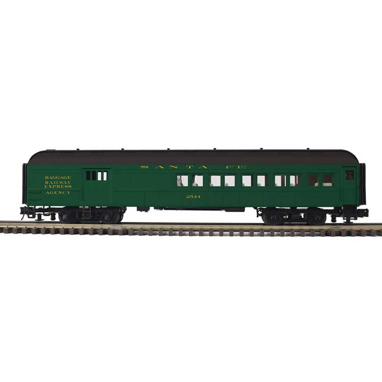 60' Heavyweight Combine - 3-Rail - Ready to Run - Trainman(R) -- Santa Fe (Pullman Green, black)