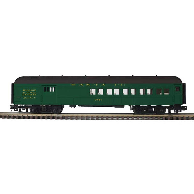 60' Heavyweight Combine - 3-Rail - Ready to Run - Trainman(R) -- Santa Fe (Pullman Green, black)