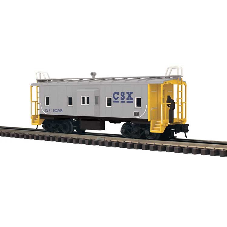 Bay Window Caboose - 2-Rail - Ready to Run - Trainman(R) -- CSX (gray, yellow, blue)