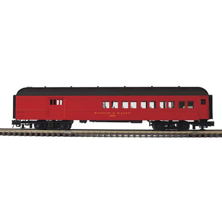 60' Heavyweight Combine - 2-Rail - Ready to Run - Trainman(R) -- Boston & Maine (maroon, black)