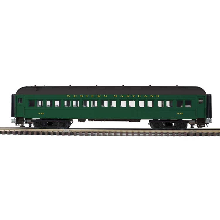 60' Heavyweight Coach - 2-Rail - Ready to Run - Trainman(R) -- Western Maryland (Pullman Green, black)