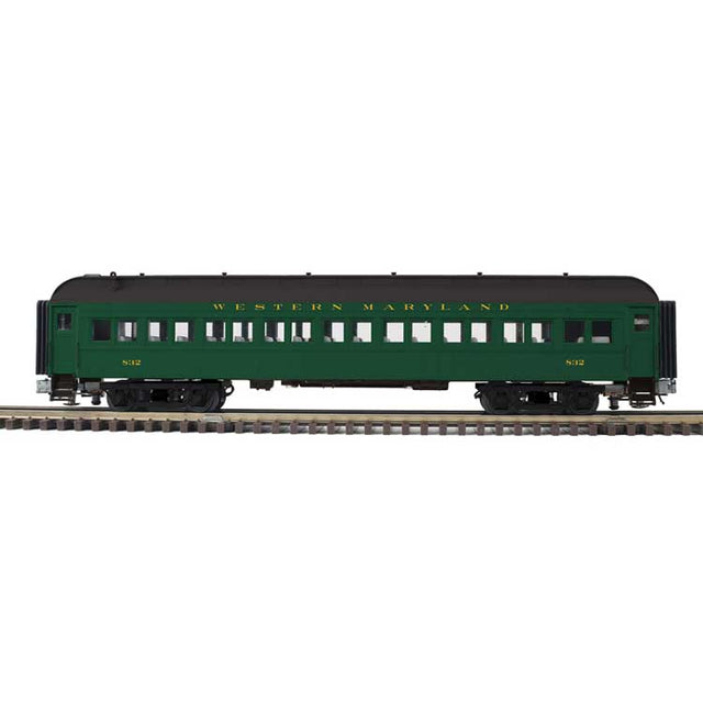 60' Heavyweight Coach - 2-Rail - Ready to Run - Trainman(R) -- Western Maryland (Pullman Green, black)