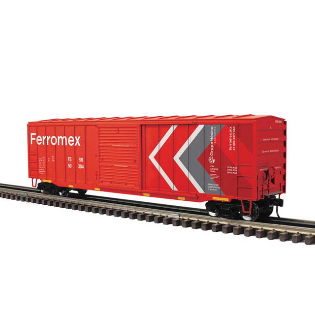 50'6" Boxcar - 3-Rail - Ready to Run -- Ferromex (red, white, gray)