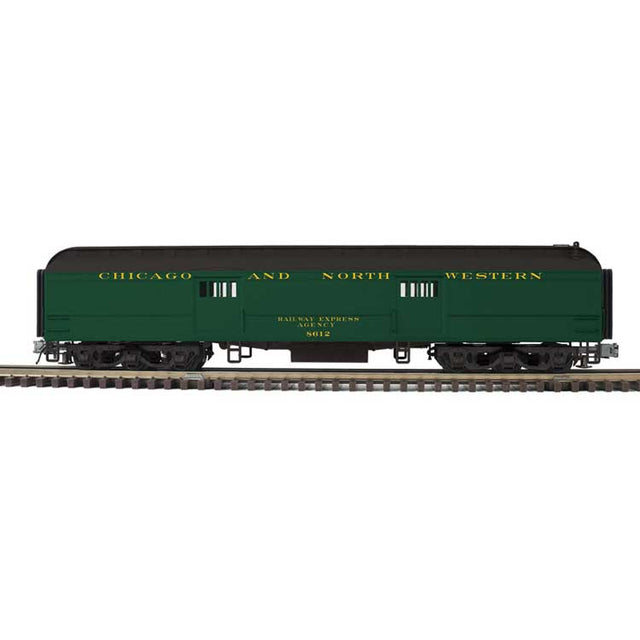 60' Heavyweight Baggage - 2-Rail - Ready to Run - Trainman(R) -- Chicago & North Western (Pullman Green, black)