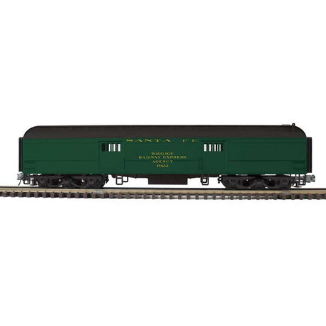 60' Heavyweight Baggage - 2-Rail - Ready to Run - Trainman(R) -- Santa Fe (Pullman Green, black)