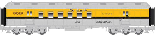 60' Heavyweight Railway Post Office RPO - 3-Rail - Ready to Run - Trainman(R) -- Denver & Rio Grande Western (4-Stripe, Aspen Gold, silver)