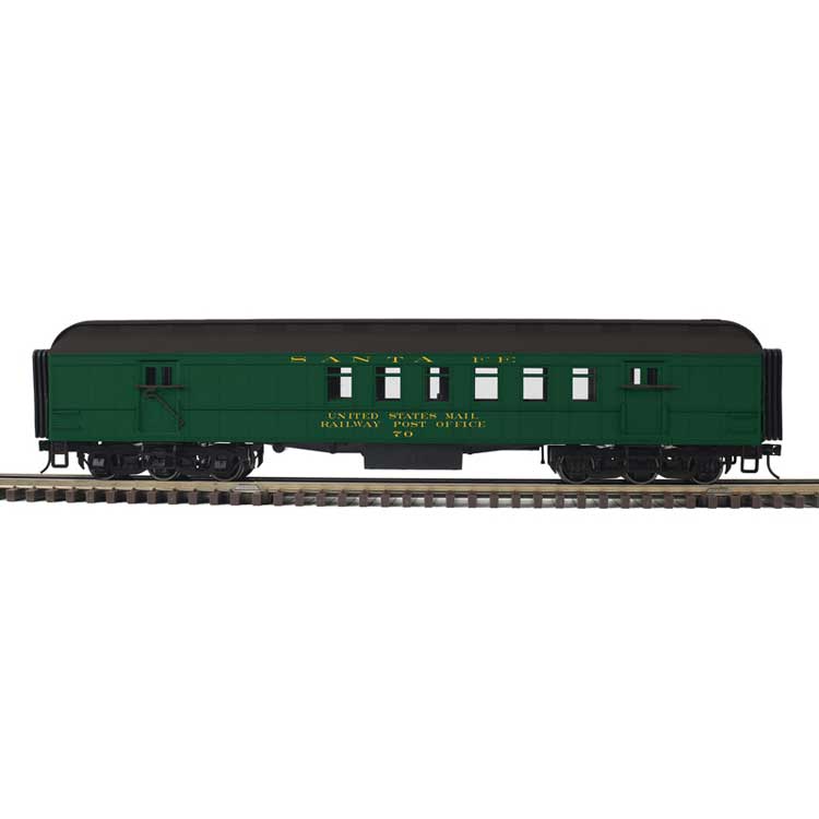 60' Heavyweight Railway Post Office RPO - 2-Rail - Ready to Run - Trainman(R) -- Santa Fe (Pullman Green, black)
