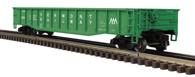 52' 6" Gondola - 2-Rail - Ready to Run - Trainman(R) -- Vermont Railway (green, white)