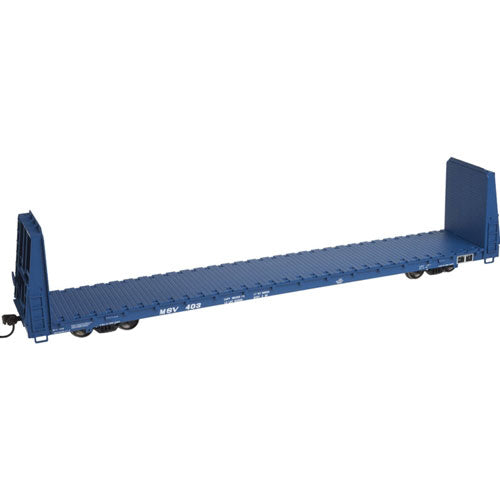 62' Bulkhead Flatcar - 3-Rail - Ready to Run - Trainman(R) -- Mississippi & Skuna Valley MSV (blue)