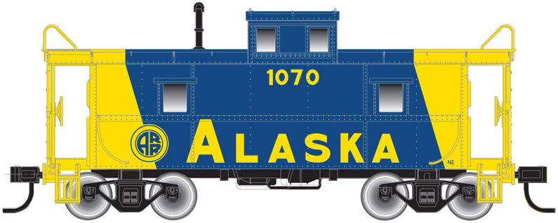 C&O-Style Steel Center-Cupola Caboose - 3-Rail - Ready to Run - Trainman(R) -- Alaska Railroad (blue, yellow)