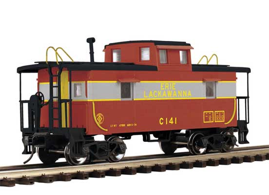 C&O-Style Steel Center-Cupola Caboose - 3-Rail - Ready to Run - Trainman(R) -- Erie Lackawanna (gray, maroon, yellow)