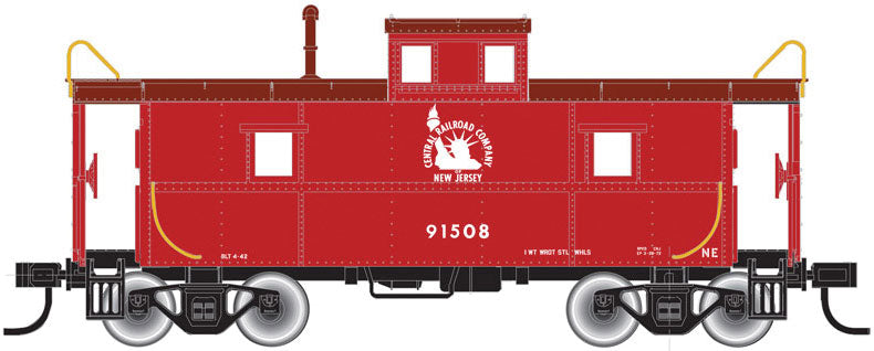 C&O-Style Steel Center-Cupola Caboose - 2-Rail - Ready to Run - Trainman(R) -- Central Railroad of New Jersey (red, white Liberty Logo)