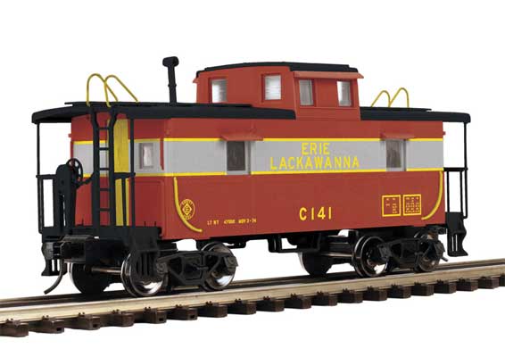 C&O-Style Steel Center-Cupola Caboose - 2-Rail - Ready to Run - Trainman(R) -- Erie Lackawanna (gray, maroon, yellow)