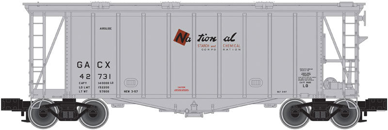GATX 40' Airslide Hopper - 3-Rail - Ready to Run -- National Starch GACX (gray, red, black)