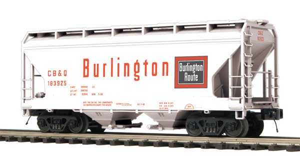2-Bay Centerflow Covered Hopper - 3-Rail - Premier -- Chicago Burlington & Quincy (gray, black, red)