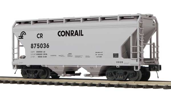 2-Bay Centerflow Covered Hopper - 3-Rail - Premier -- Conrail (gray, black)