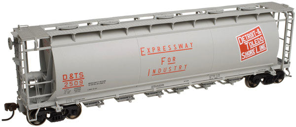6-Bay Cylindrical Hopper - 3-Rail - Ready to Run - Master(R) -- Detroit & Toledo Shore Line (gray, red, Large Logo, Expressway Slogan)