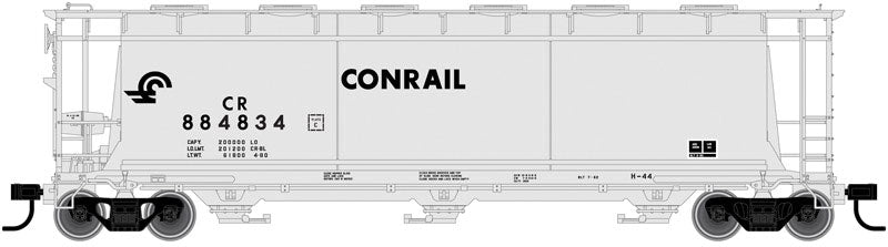3-Bay Cylindrical Hopper - 3-Rail - Ready to Run - Master(R) -- Conrail (gray, black, Small Logo)