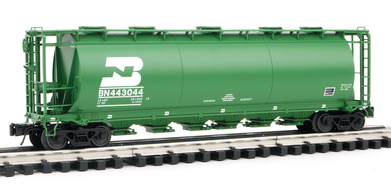 3-Bay Cylindrical Hopper - 3-Rail - Ready to Run - Master(R) -- Burlington Northern (Cascade Green, white, 1990s Logo Over Roadnumber)