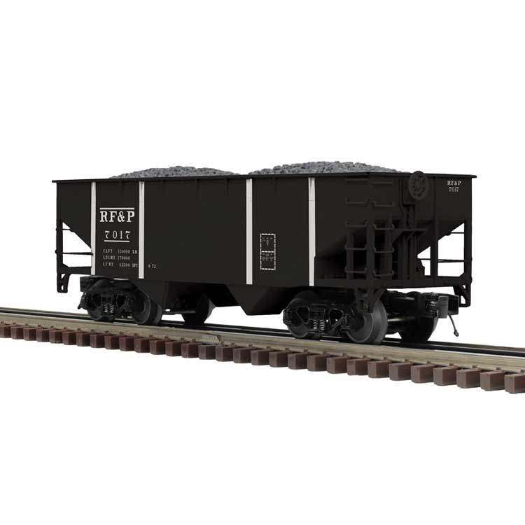 Offset-Side 2-Bay Hopper - 3-Rail - Ready to Run - Premier -- Richmond, Fredericksburg & Potomac (black)