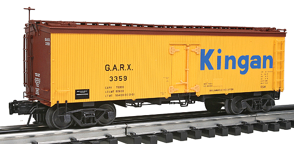 36' Wood Reefer w/Truss Rods - 3-Rail - Ready to Run -- Kingan (yellow, Boxcar Red, blue)