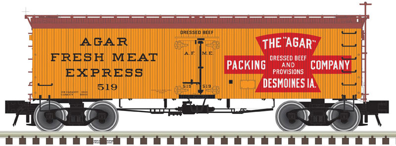 36' Wood Reefer with Truss Rods - 3-Rail - Ready to Run - Master(R) -- Agar Packing Co. (orange, Boxcar Red, red)