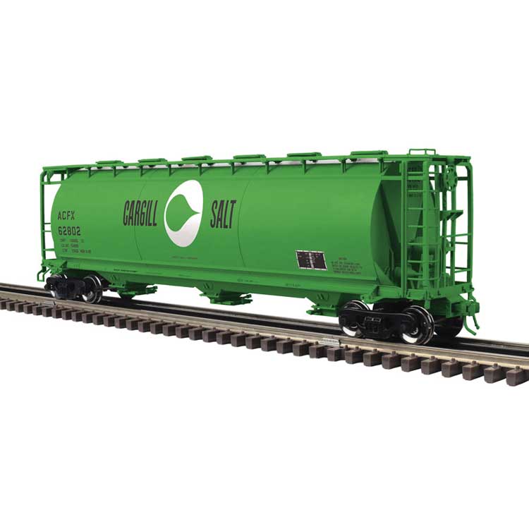 3-Bay Cylindrical Hopper - 3-Rail - Ready to Run - Master -- Cargill Salt (green, white, black)