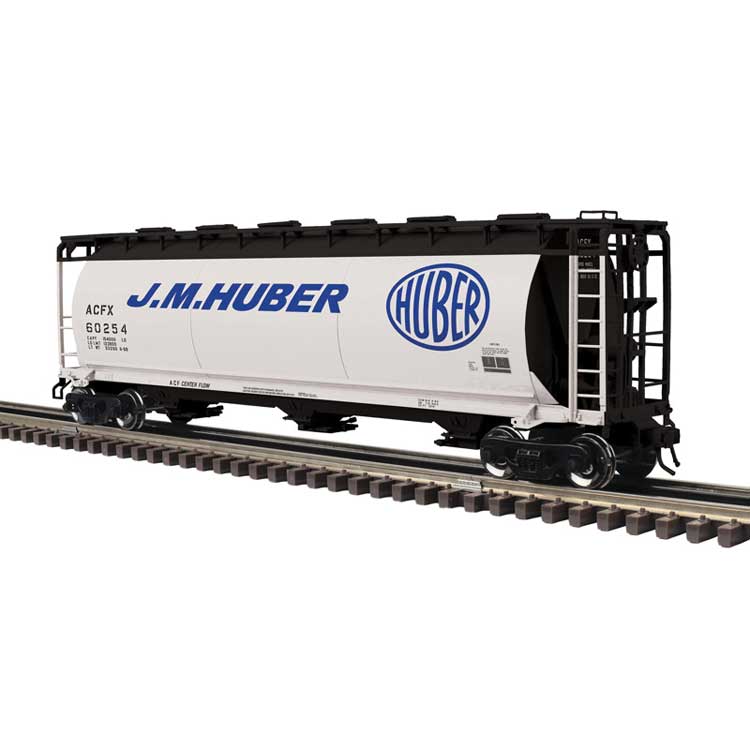 3-Bay Cylindrical Hopper - 3-Rail - Ready to Run - Master -- J.M. Huber (white, black, blue)