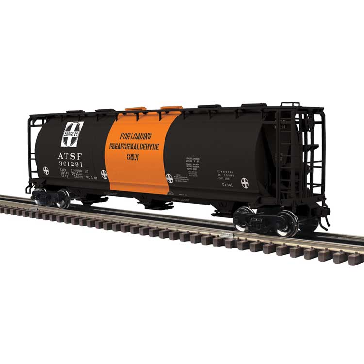 3-Bay Cylindrical Hopper - 3-Rail - Ready to Run - Master -- Santa Fe (black, orange)