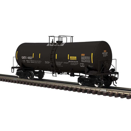 17,600-Gallon Corn Syrup Tank Car - 3-Rail - Ready to Run - Master(R) -- GATX Leasing (black, yellow conspicuity marks)