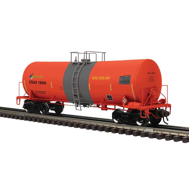 17,600-Gallon Corn Syrup Tank Car - 3-Rail - Ready to Run - Master(R) -- US Army (red, gray, yellow conspicuity marks)