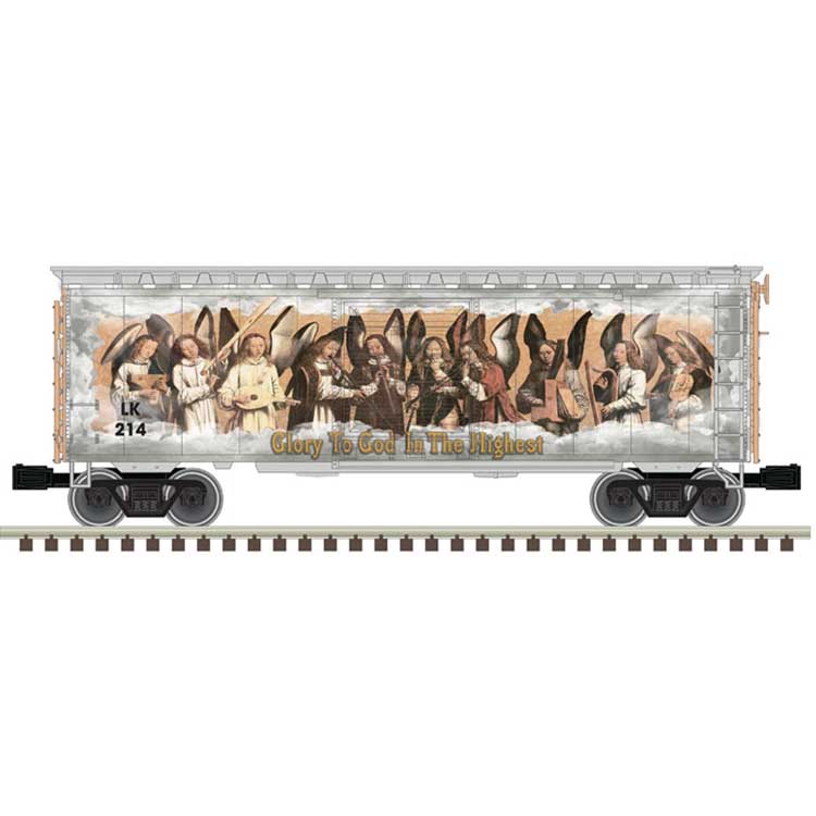 PS-1 40' Boxcar w/Lights - 3-Rail - Ready to Run -- 2023 Christmas Car #LK214 (gold theme)