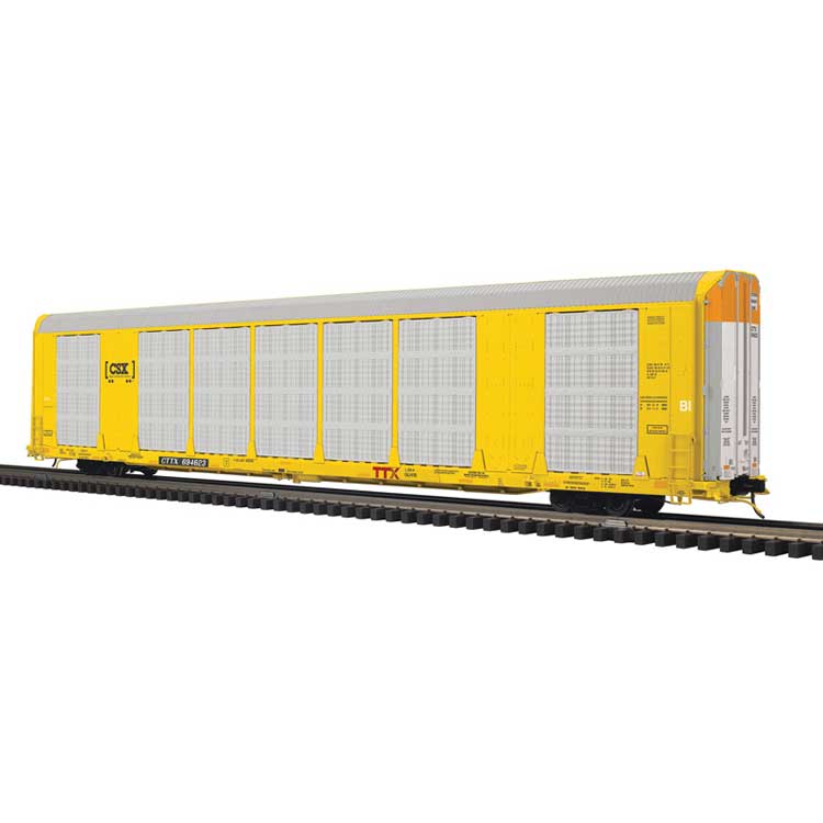 Gunderson Multi-Max(TM) Auto Rack - 3-Rail - Ready to Run - Master(R) -- CSX (yellow, silver, black, red)