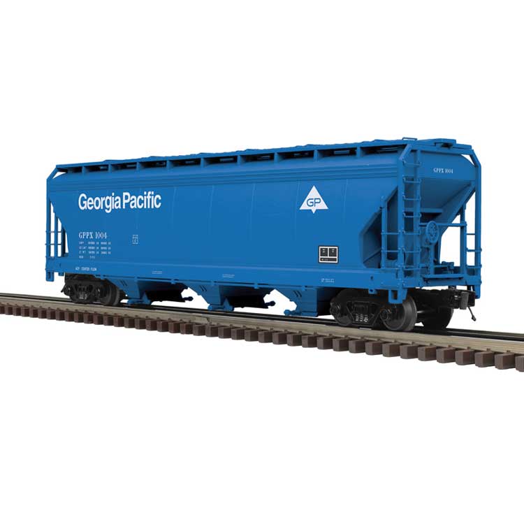 ACF(R) 3-Bay Centerflow Covered Hopper - 3-Rail - Premier -- Georgia Pacific (blue, white)