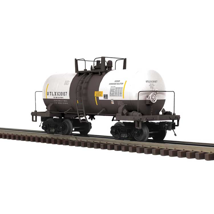 8,000-Gallon Tank Car - 3-Rail - Ready to Run - Premier -- Union Tank Car UTLX (black, white, yellow conspicuity marks)
