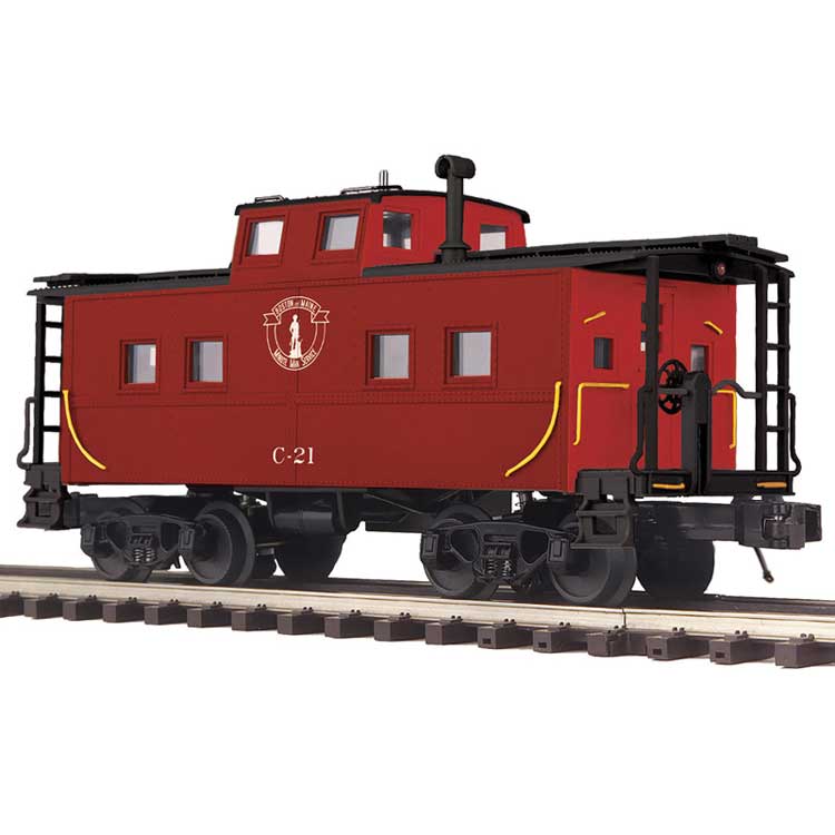 Northeastern-Style Caboose - 3-Rail - Ready to Run - Premier(R) -- Boston & Maine (red, black, Minuteman Logo)